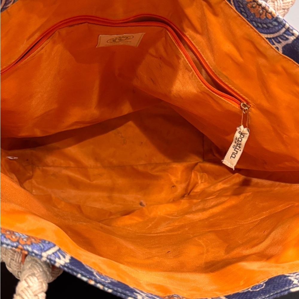 Spartina 449 Blue and Orange beach Tote Bag with Crab Design - Picture 11 of 13